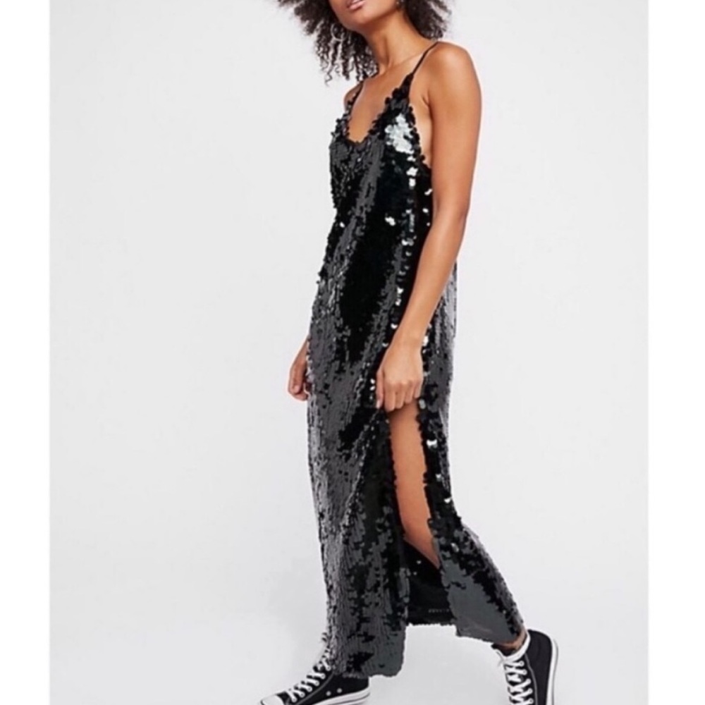 Free People Sequin High Slit Dress